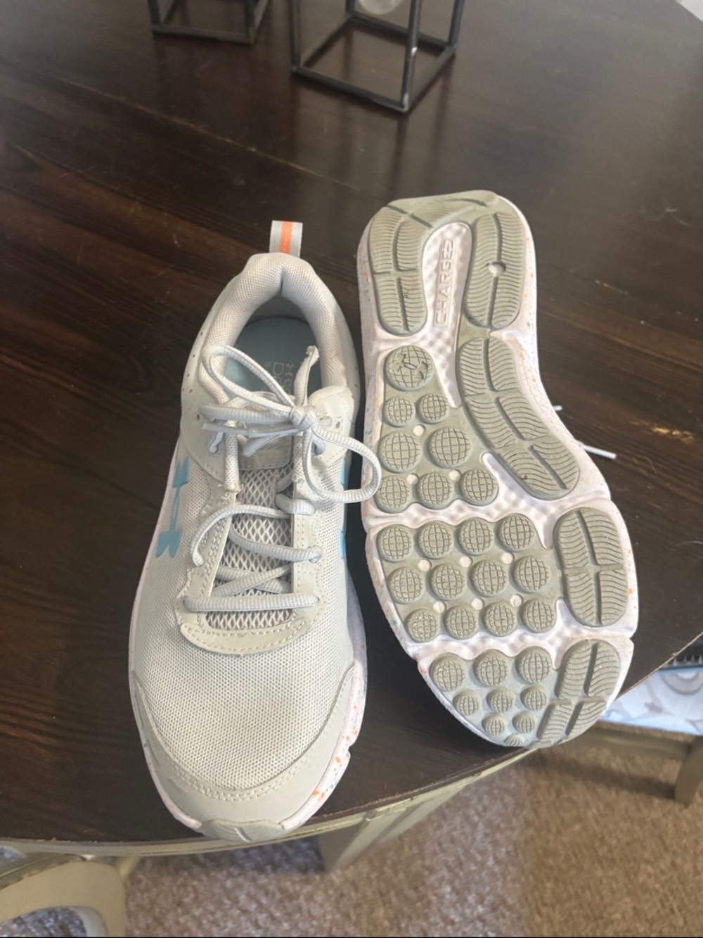 Under Armour Light Gray and Blue Women's Athletic Shoes